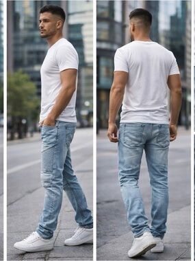 Divided Light Blue Slim Jeans for Men